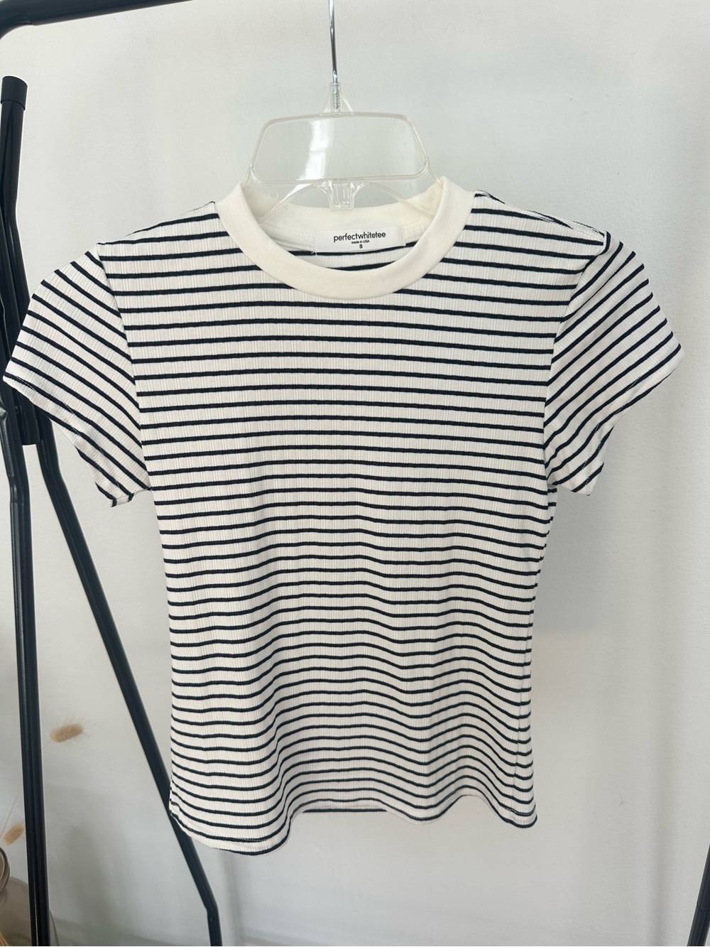 perfectwhitetee Jude Striped Ribbed Short Sleeve Tee